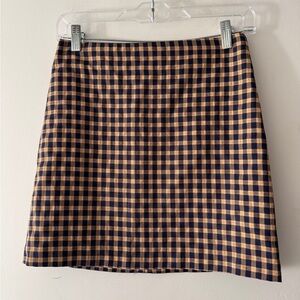 ASOS Checkered Plaid Navy and Golden Yellow Mini Skirt